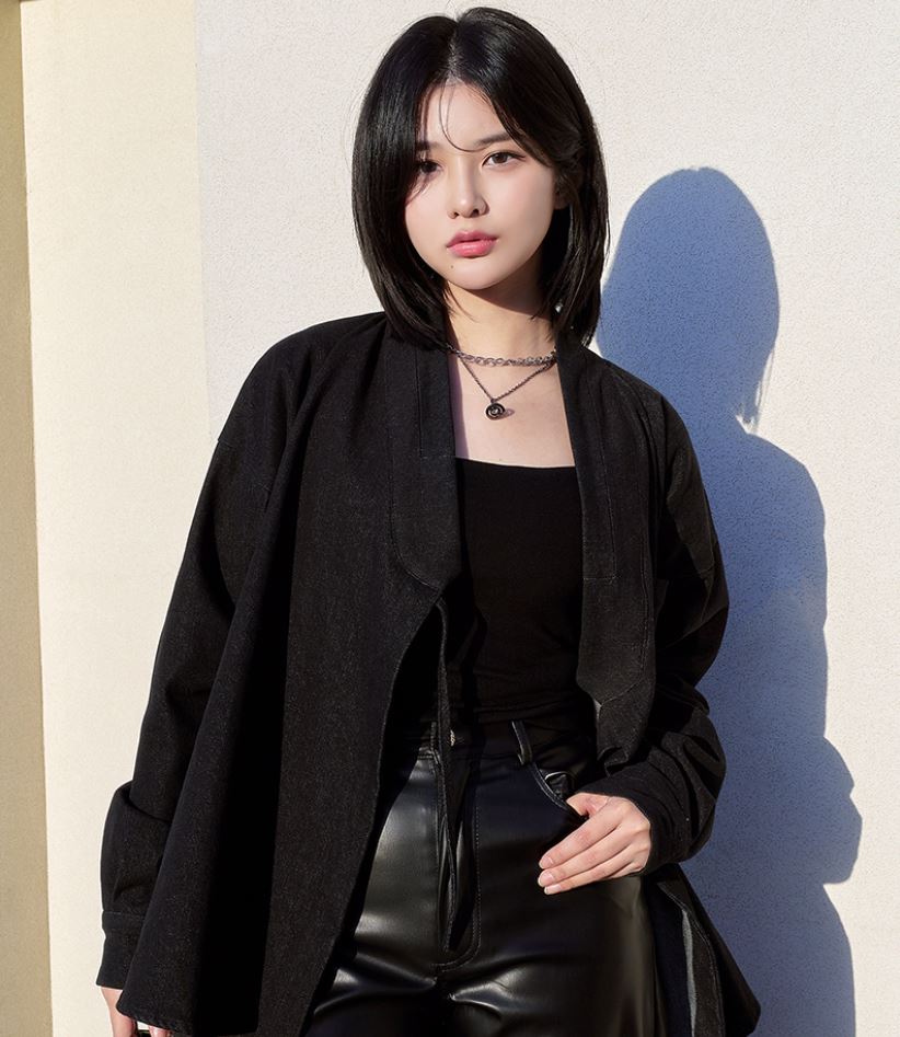 데님 셔켓 저고리 세트 블랙