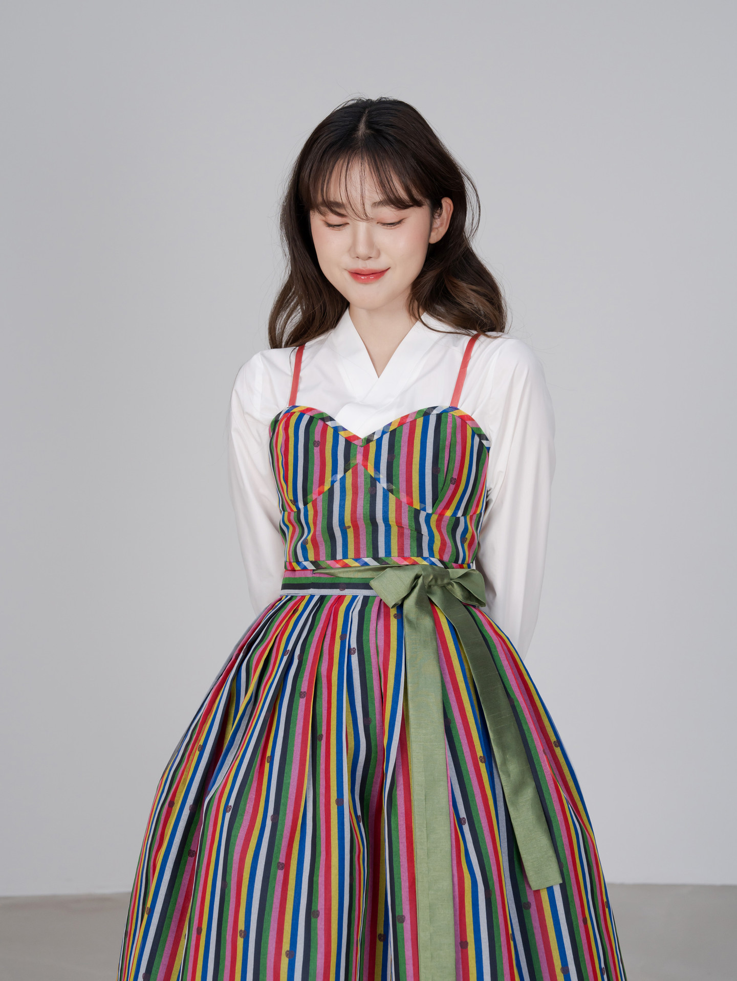 색동 노방 양면 뷔스티에