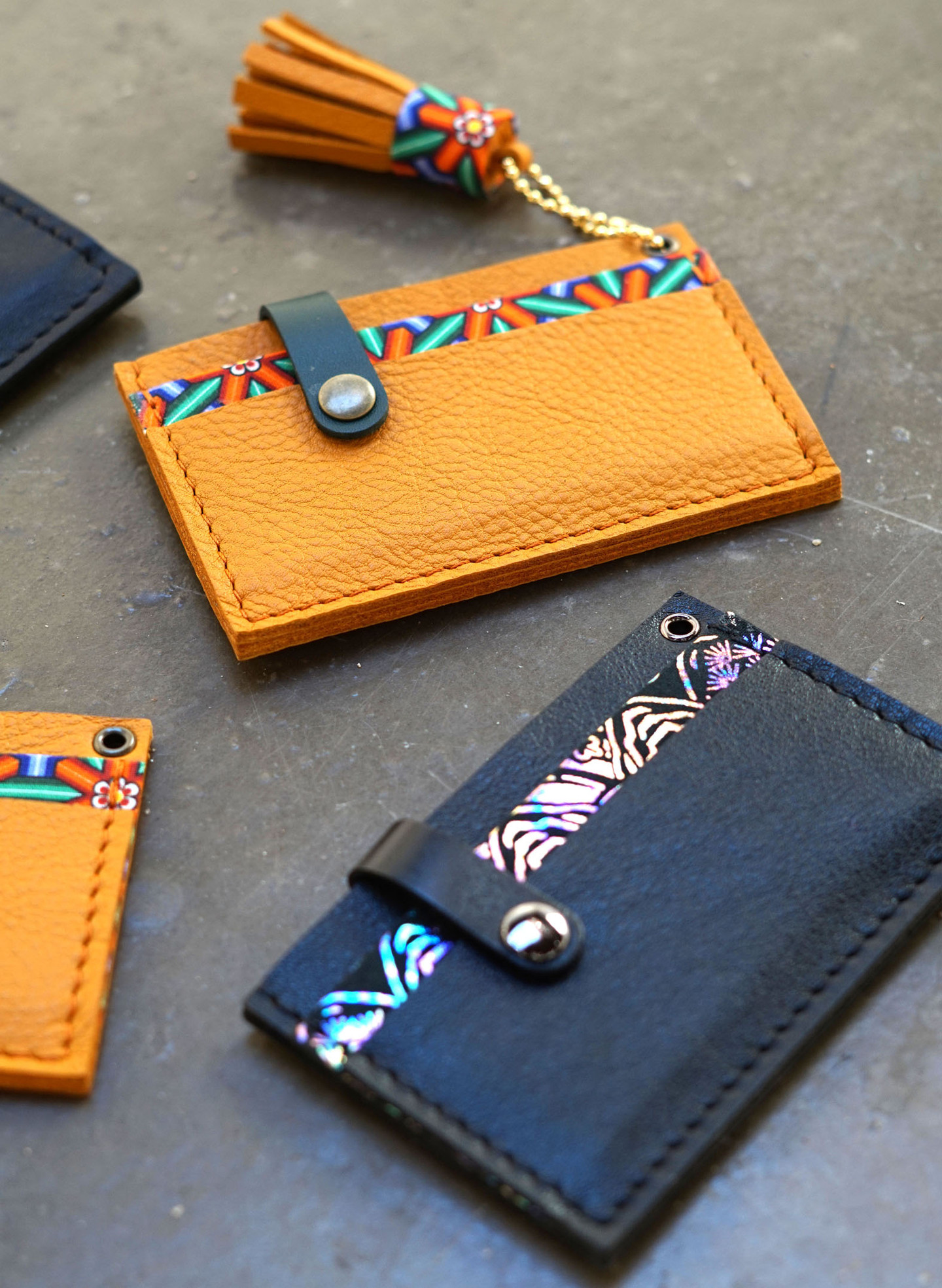 단청 산수화 소가죽 카드지갑